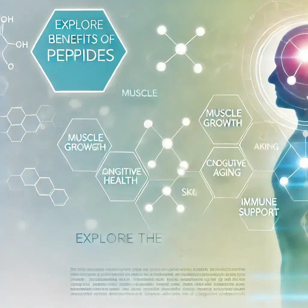 A collection of peptide vials with labels, symbolizing a guide to popular peptides and their various health and therapeutic functions.