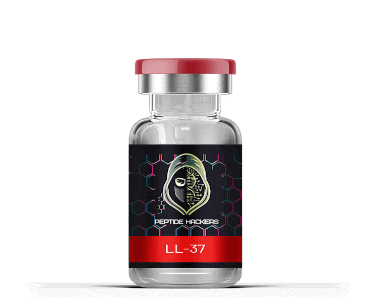 LL-37 peptide vial for antimicrobial, immune-boosting, and inflammation-reducing research applications.