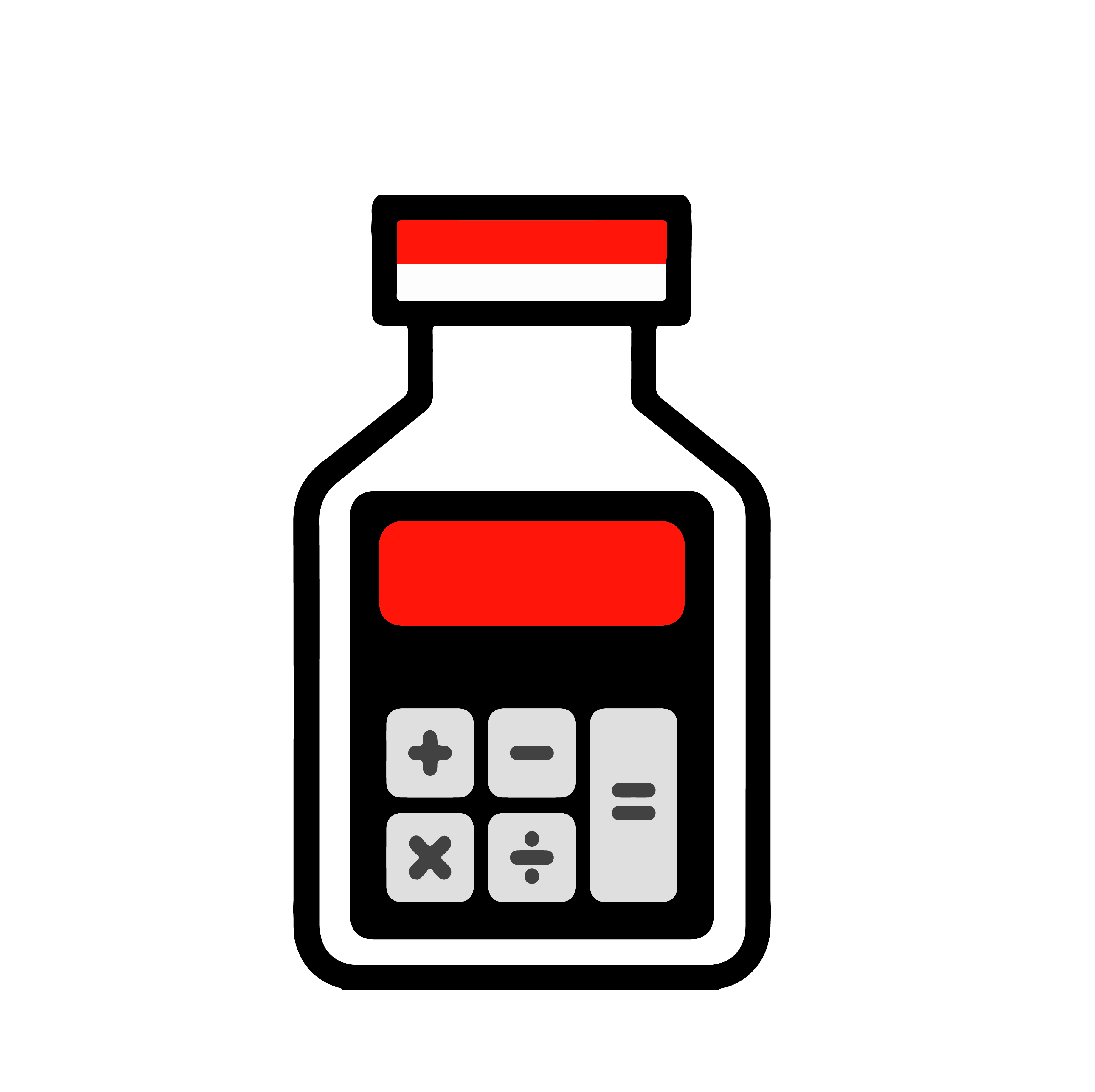 Red and Black vile with a calculator inside the resemble a peptide calulator