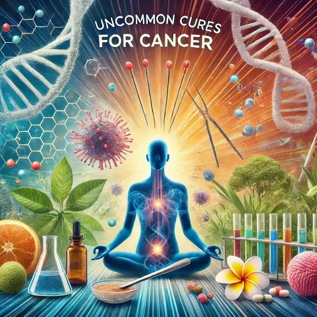 Uncommon Cures for Cancer": showing natural cures, and peptides for cancer treatment. 