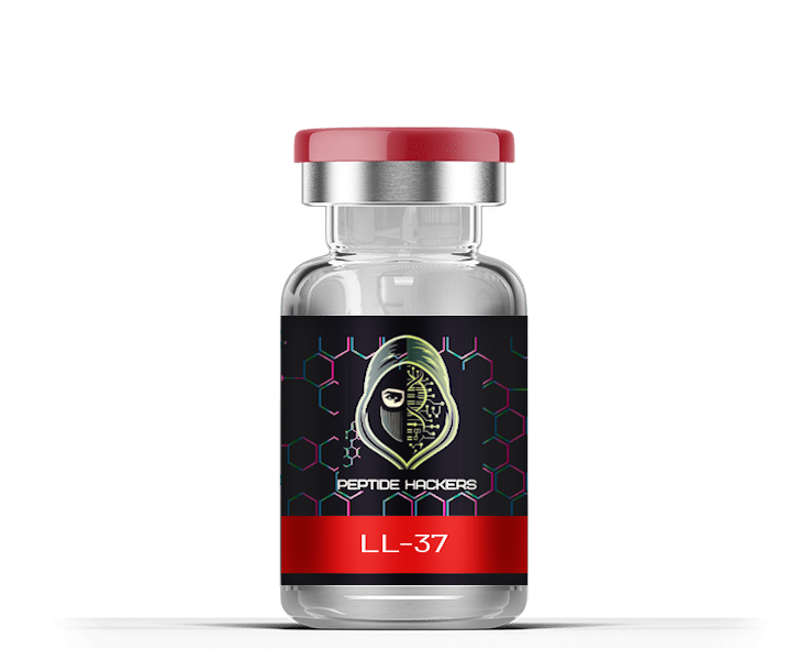 LL-37 peptide vial for antimicrobial, immune-boosting, and inflammation-reducing research applications.