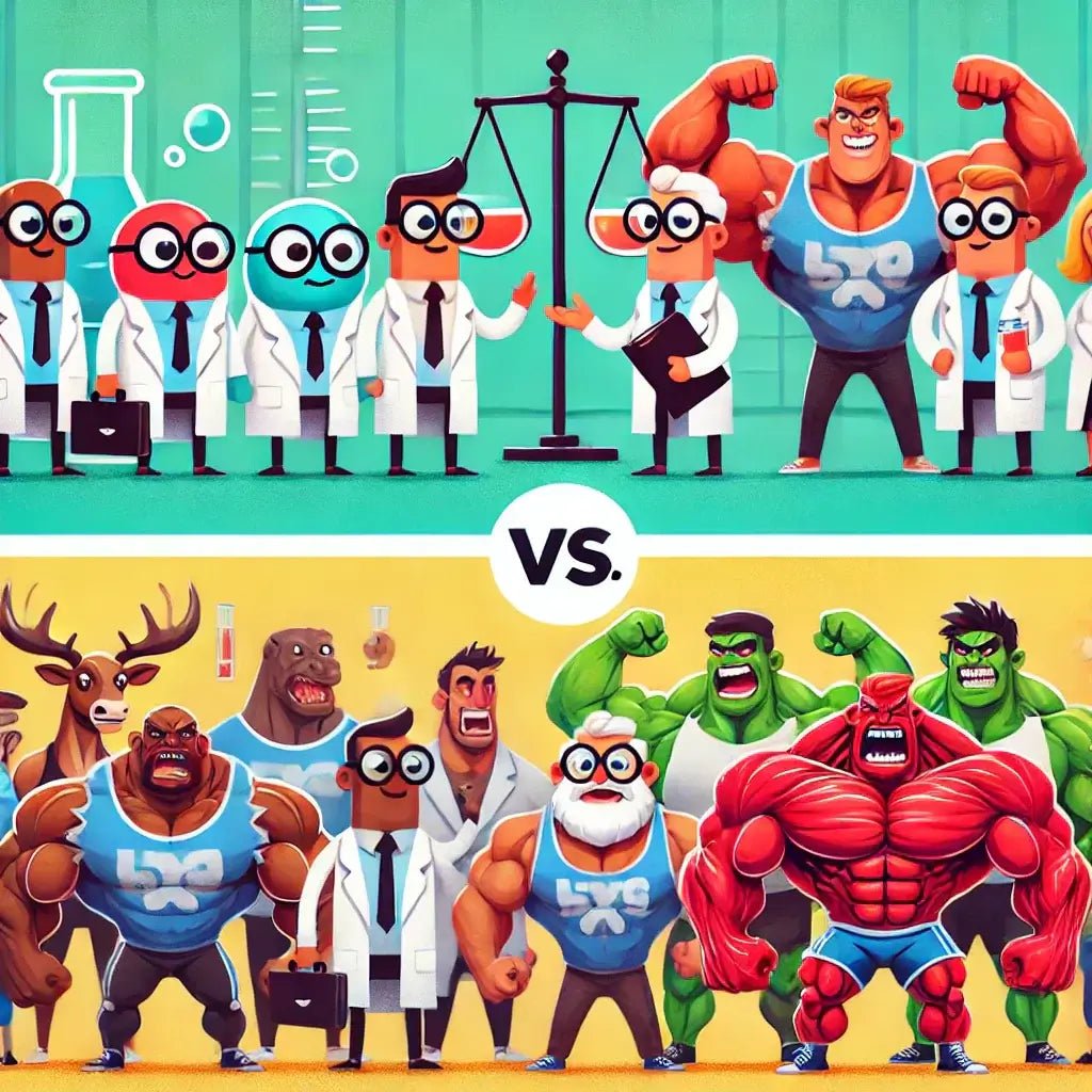 Visual comparison of peptides vs steroids highlighting differences in structure, function, and use for muscle growth and recovery