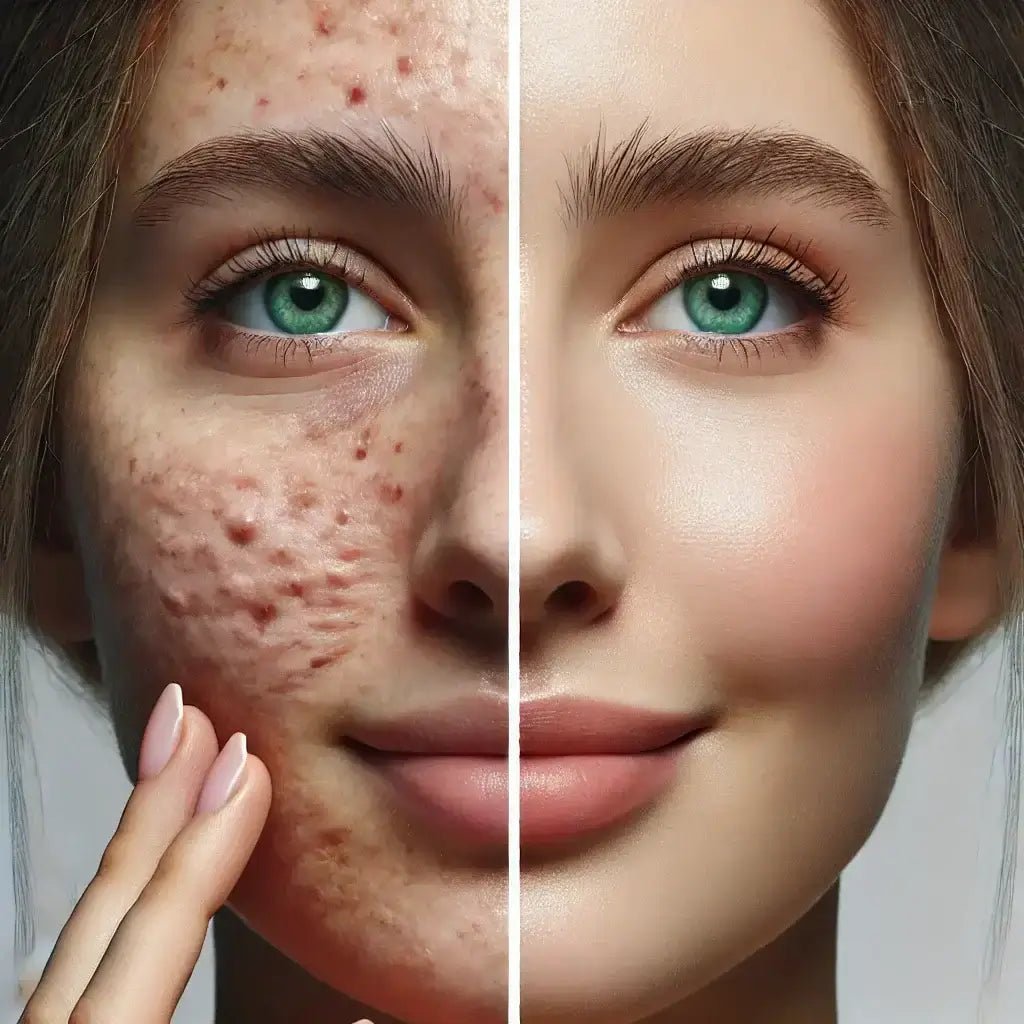 Peptides and acne illustration showing skin reaction, highlighting potential effects of peptide use on breakouts and skin clarity