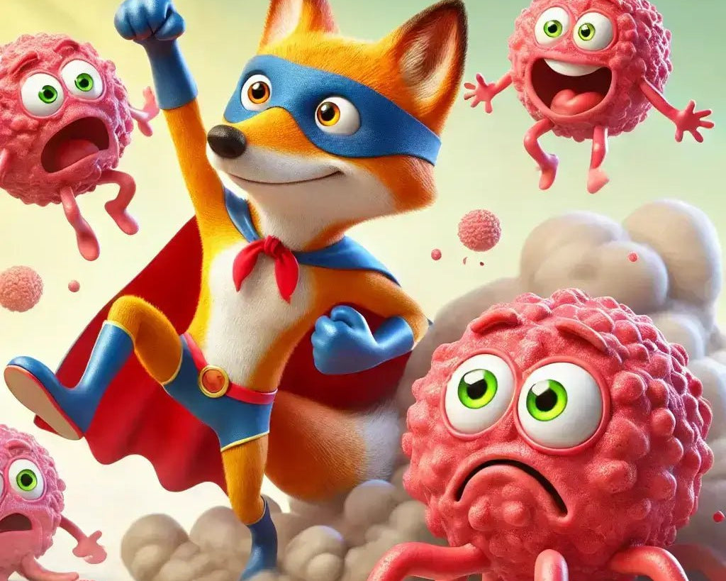 Peptides targeting cancer cells with tumor illustration, showing therapeutic effects and immune system activation for cancer treatment