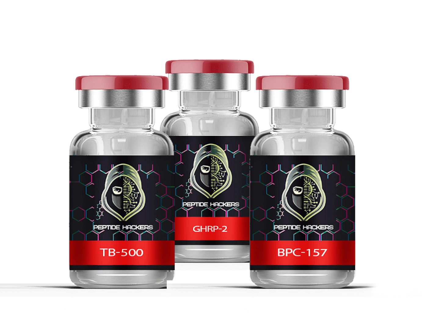 BPC-157 for healing and repair, TB-500 for muscle recovery, and GHRP-2 for growth hormone release