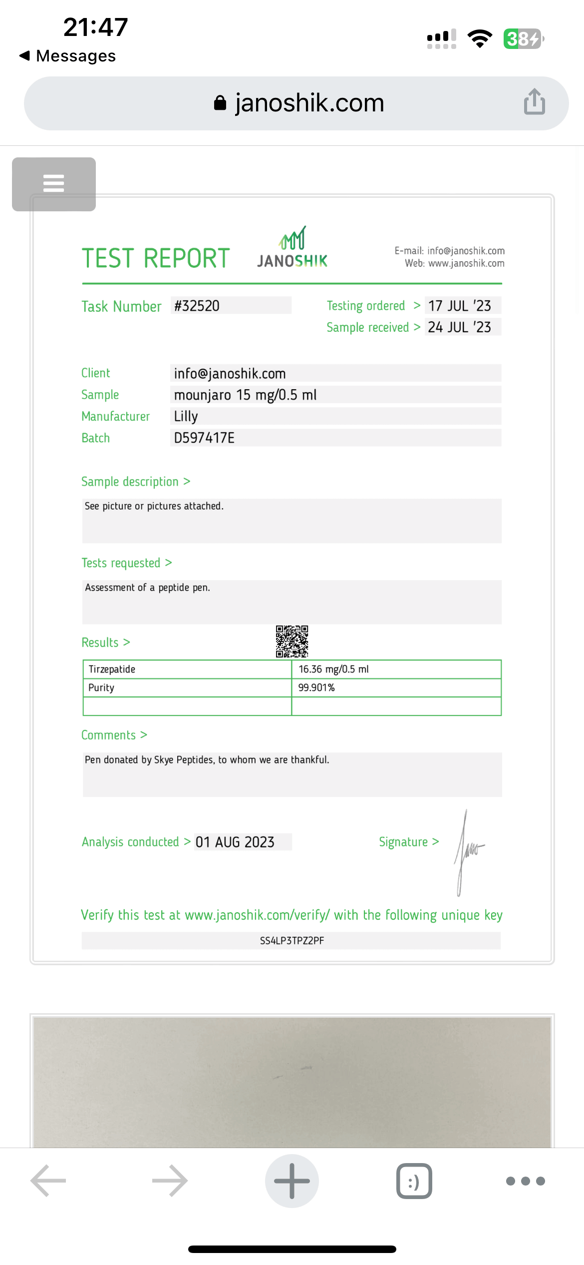 mounjaro 15 mg/0.5 ml" with 99.90% purity, showing Peptide Hackers’ commitment 