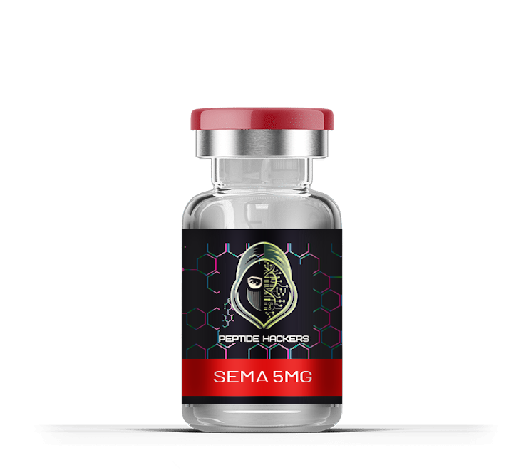 Semaglutide bottle labeled 'Sema' 5mg, used for weight management and diabetes care