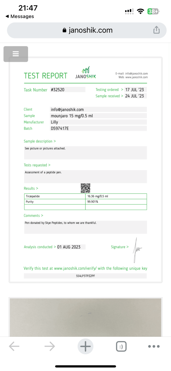mounjaro 15 mg/0.5 ml" with 99.90% purity, showing Peptide Hackers’ commitment 