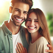 A happy couple smiling warmly at each other, symbolizing the role of Kisspeptin in enhancing emotional connection and intimacy.